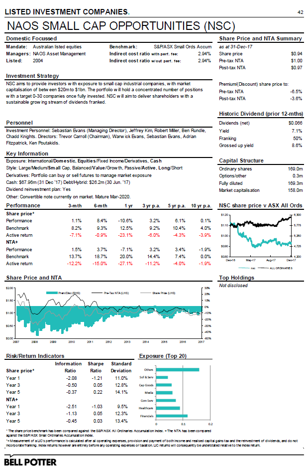 Bell Potter LIC December Quarter 2017 Report